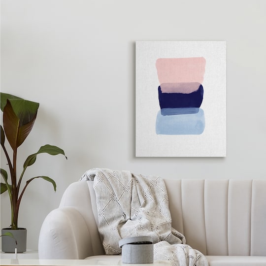 Stupell Industries Layered Squares Abstract Sides Blue Pink Canvas Wall Art